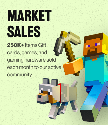 Minecraft character with wolf promoting market sales