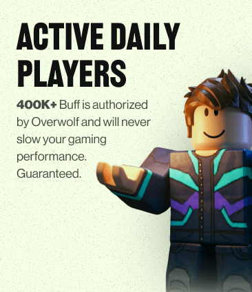 Roblox-style character with Active Daily Players text