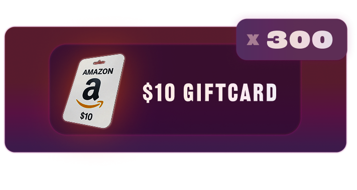 Amazon $10 gift card with x300 label