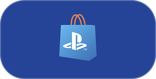 PlayStation Store shopping bag logo on blue background