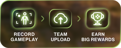 Record gameplay, upload, and earn rewards icons